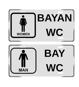 Bay Bayan WC Tabela Seti - Metal Tuvalet Yönlendirme Levhası (2'li Set)