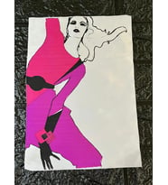 27X20 CM PEMBE KADIN GÖRSELLİ ARMA DİKİŞ GİYİM AKSESUARI