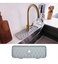 Lavabo İçin Silikon Esnek Mat Musluk Sapı Damlama Tutucu Raf Mutfak Tezgahı Sıçrama Koruma (5343)