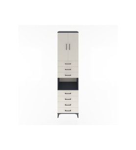 Hyperion Dolap 3 Raflı 7 Çekmeceli 2 Kapaklı 60x44x243 Antrasit-Aytaşı