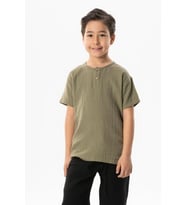 Kısa Kol Batı Yazlık Müslin Erkek Çocuk Tshirt Haki Hk