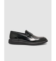 %100 Hakiki Açma Deri Erkek Siyah Klasik Loafer