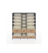 Hyperion Dolap 19 Raflı 8 Çekmeceli  220x44x243 Antrasit-Aytaşı/Çam
