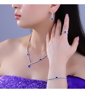 925 Ayar Gümüş V Model Damla Montör Su Yolu Set