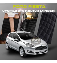 Ford Fiesta Siyah Renk Tay Tüyü Cepli & Terletmez Sırtlı Oto Koltuk Minder Seti - Koltuk Koruma Kılıfı (ÖN & ARKA TAM SET)