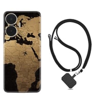 Realme C55 Kılıf Silikon Boyun Askılı İpli Desenli Silikon Map Planet 1656