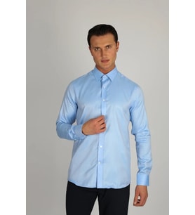 ENZO FERRETTI EF16 S 567 O.MAVİ NON-IRON  ÇİFT KAT İPLİK, SLIM FIT,ERKEK GÖMLEK (Royal Mavi)