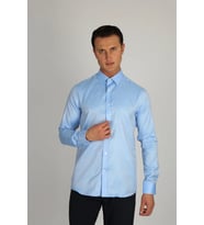 ENZO FERRETTI EF16 S 567 O.MAVİ NON-IRON  ÇİFT KAT İPLİK, SLIM FIT,ERKEK GÖMLEK (Royal Mavi)
