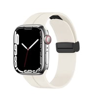 Apple Watch 40mm Kordon Magnetli Ayarlanır Silikon Kordon (Beyaz-Krem)
