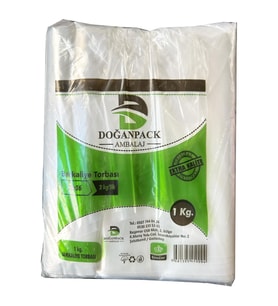 Doğanpack Şeffaf Naylon 2 lik 23x36 Cm. Bakkaliye Poşeti Torbası - 1 Kg. - Ort. 190 Adet - 1 Paket