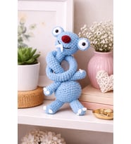 El Yapımı Amigurumi Sid Temalı Peluş  Araba Direksiyon Süsü, Dekoratif & Hediyelik Örgü Figür (Mavi)