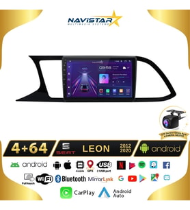 Seat Leon 4GB + 64GB 2012-2020 Model Android 13 Kablosuz Carplay Navigasyon Multimedya Sistemi
