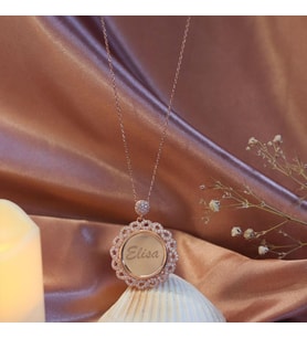 Sonsuzluk Çerçeveli İsim Yazılabilir Rose Gold Gümüş Kolye