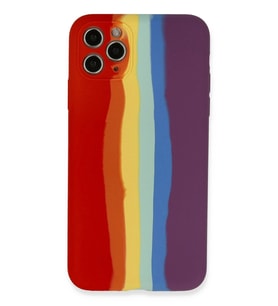 Durukar® iPhone 11 Pro Kılıf Ebruli Lansman Silikon - Kırmızı-Mor