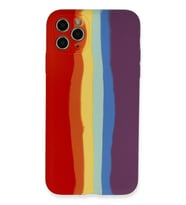 Durukar® iPhone 11 Pro Kılıf Ebruli Lansman Silikon - Kırmızı-Mor
