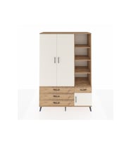 Hyperion Dolap 5 Raflı 4 Çekmeceli Tek Askılı 132x44x195 Çam-Aytaşı/Çam