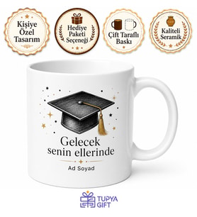 Mezuniyet Hediyesi Kep Temalı Kupa Üniversite Öğrencisine Hediye Bardak