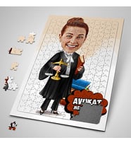 Kişiye Özel Hediye Kadın Avukat Karikatürlü Puzzle