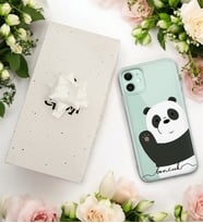 Merhaba Panda Tasarımlı Kişiye Özel Şeffaf Telefon Kılıfı (Tüm Telefon Modelleri Mevcuttur.) - Hediye Kutulu