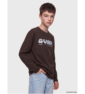 LCW Kids Kahverengi Baskılı Erkek Çocuk Tişört