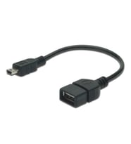 USB On-The-Go (OTG) Kablosu, 0,20 metre, AWG 28, USB A, dişi - Mini USB B, 5-pin, erkek