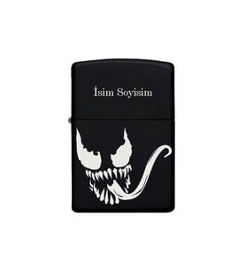 Venom Desenli Kişiye Özel İsimli Benzinli Siyah Metal Çakmak