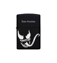 Venom Desenli Kişiye Özel İsimli Benzinli Siyah Metal Çakmak