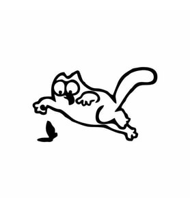 Komik Kedi Araba Sticker siyah 16x10 CM (Siyah)