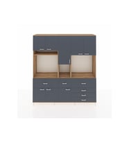 Hyperion Dolap 10 Raflı 6 Çekmeceli 8 Kapaklı 220x44x243 Çam-Antrasit/Antrasit