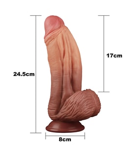LoveToy Double Layer Platinyum Silikon Dildo 25 cm