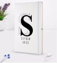 BK Gift Kişiye Özel İsimli Beyaz Termo Deri Defter 16x24cm Model 34