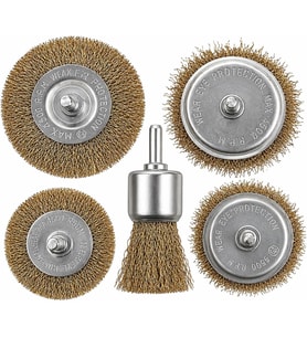 Kyrotech 5 Parça Matkap Tel Fırça Seti, Pirinç Tel Fırça Uçları, Pas Temizleme, Metal Yüzey Temizleme, 4500 RPM Dayanıklı, Matkap ve Havalı Alet Uyumlu