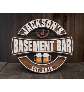 BK Gift Kişiye Özel Tasarım Yuvarlak Ahşap Bar Tabelası 43cm, Home Bar Tabela, Rustik Ev Dekorasyonu, Arkadaşa Hediye-1