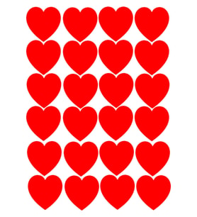 Kırmızı Kalp Sticker 24 Adet 5X5 cm