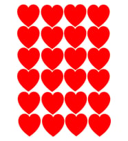 Kırmızı Kalp Sticker 24 Adet 5X5 cm