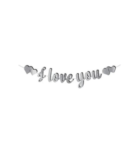 Kaligrafi Banner Gümüş I Love You M244
