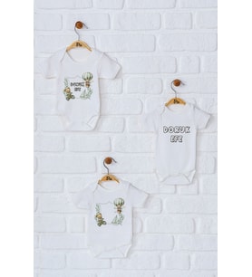 Pia Baby Premium %100 Pamuk İsme Özel Organik Baskılı Üçlü Set Çıtçıtlı Bebek Body Zıbın Modelleri 5038-18 (Ekru)