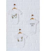 Pia Baby Premium %100 Pamuk İsme Özel Organik Baskılı Üçlü Set Çıtçıtlı Bebek Body Zıbın Modelleri 5038-18 (Ekru)