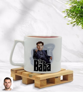BK Gift Kişiye Özel Baba Godfather Karikatürlü Middle Beyaz Kupa Bardak Model 8