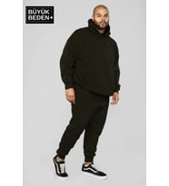Erkek Büyük Beden Kapşonlu ince Sweatshirt SPR24BSW57 (Siyah)