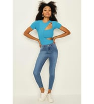 Kadın Yüksek Bel Skinny Pantolon (Mavi)