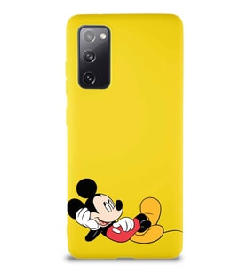 Samsung Galaxy S20 FE Soft Premier Kapak Mickey Mouse-F Tasarımlı Silikon Kılıf - Sarı (Şeffaf)