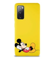 Samsung Galaxy S20 FE Soft Premier Kapak Mickey Mouse-F Tasarımlı Silikon Kılıf - Sarı (Şeffaf)