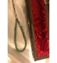 Tespih Aventurin Doğal Taş Tesbih Gümüş İmameli Ahşap Kutulu