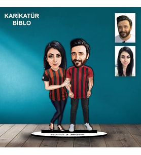 KİŞİYE ÖZEL Siyah-Kırmızı TARAFTAR TASARIMLI KARİKATÜR BİBLO B102