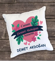 Canım Annem Çiçekli Yastık (Beyaz)