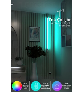 Şerit LED Köşe Led Abajur Aplik Gece Lambası Yatak Üstü Çok Özellikli Renkli 4 Animasyonlu Abeyaz