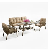 Capri Swing Artemis Üçlü Rattan Balkon Bahçe Takımı  Açık Kahve (Açık Kahverengi)