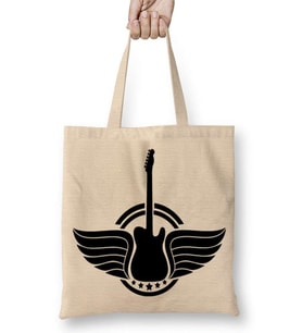 Rock Roll Müzik Gitar 01 Bez Çanta Uzun Saplı