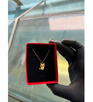 Kişiye Özel 925 Ayar Gümüş Kedi Figürlü Kolye (Gold)